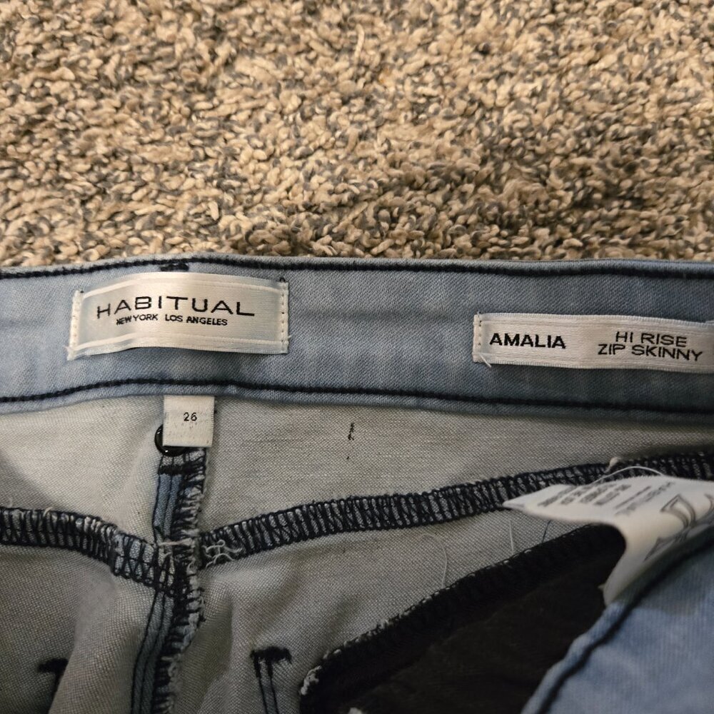 Habitual Amalia High Rise Zip Skinny Jeans Black 26 - Picture 3 of 5